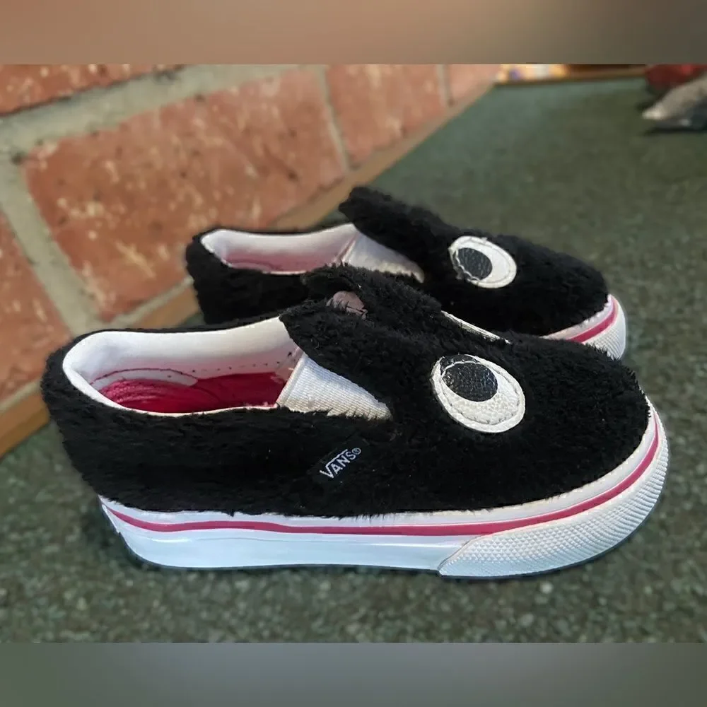 VANS Slip On Infant Baby Toddler Friend Party Furry Black Shoes size 5